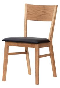 Dubová olejovaná a voskovaná židle Mika s černou koženkou