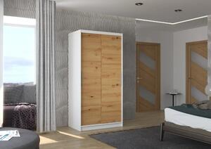 Posuvná skříň ASTEN 100 bílá – artisan (100 x 200) cm – 5 polic pro přehledné uložení
