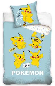 Carbotex dětské povlečení POKÉMON PIKA PIKA PIKACHU, mintové, bavlna hladká, 140x200cm + 70x90cm