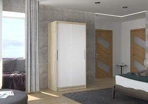 Posuvná skříň ASTEN 100 sonoma – bílá (100 x 200) cm – 5 polic pro přehledné uložení