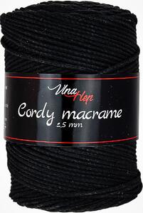Pletací / háčkovací příze Vlna-Hep CORDY MACRAME 2,5mm 8001 černá, jednobarevná, 250g/160m