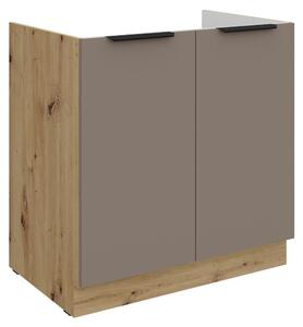 Kondela Dřezová kuchyňská skříňka Frisbo 80 ZL 2F BB - sandgrau / dub artisan