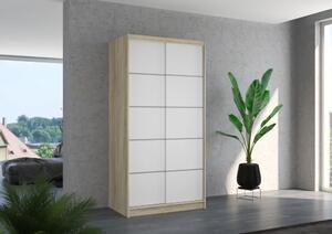 Posuvná skříň RIVA 100 sonoma – bílá (100 x 200) cm – 5 polic pro přehledné uložení