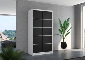 Posuvná skříň RIVA 100 bílá – černá (100 x 200) cm – 5 polic pro přehledné uložení