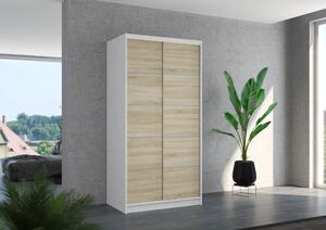 Posuvná skříň RIVA 100 bílá – sonoma (100 x 200) cm – 5 polic pro přehledné uložení