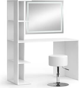 Toaletní stolek Vicco Tower Bílá 122.2 cm se zrcadlem LED a stoličkou, Model 49444