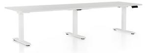 Výškově nastavitelný stůl OfficeTech Long, 260 x 80 cm, bílá podnož, bílá