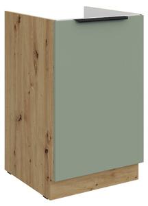 Kondela Dřezová kuchyňská skříňka Arsany 50 ZL 1F BB - aquamarine / dub artisan