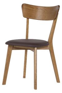 Dubová lakovaná židle Diana rustik s hnědou koženkou