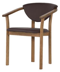 Dubová lakovaná židle Alexis rustik hnědá koženka