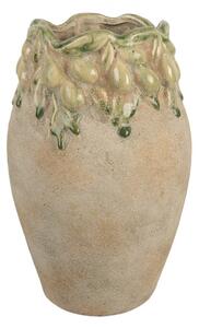Béžový antik terakotový obal na květináč s olivami Olives - Ø 18*27 cm - Clayre & Eef
