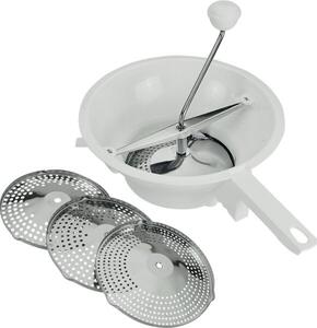 Cedící stroj se třemi nástavci nerez/plast
