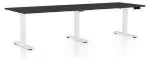 Výškově nastavitelný stůl OfficeTech Long, 240 x 80 cm, bílá podnož, černá