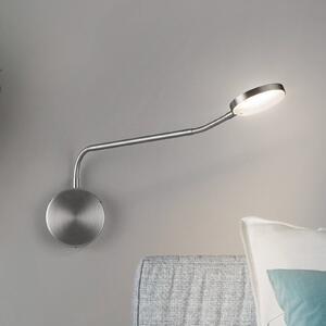 Knapstein LED nástěnné světlo Thea-W, ovládání gesty, niklová povrchová úprava, výsuv 60, stmívatelný, Hliník / šedá / zinek, Obývací pokoj / jídelna, kov, Moderní