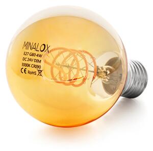 LED stmívatelná žárovka Minalox G80 E27, 4W, 24V, 3000K