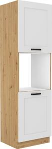 Kondela Skříňka na vestavnou troubu Lula 60 DP-210 2F - bílá / dub artisan
