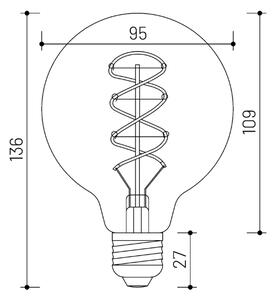LED žárovka Minalox G95 E27, 6W, 24V, 3000K