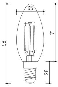LED stmívatelná žárovka Minalox C35 E14, 3,6W, 24V, 2700K