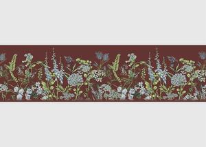 Samolepící bordura na zeď Květy Vikve na Burgundské Červené | 5 m x 13.8 cm | DWB8527