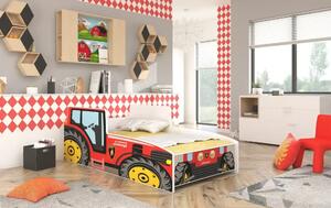 Postel s matracem TRACTOR RED 140x70 červená (74 x 60) cm