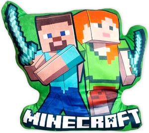 Tvarovaný 3D polštář Minecraft - Alex a Steve - 38 x 35 cm