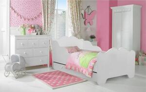 Postel s matrací a šuplíkem CASIMO 140x70 bílá (78 x 58) cm – 1 zásuvka na lůžkoviny místo další komody