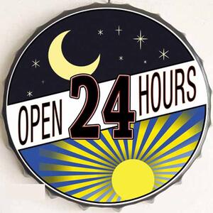 Víko cedule Open 24 Hours