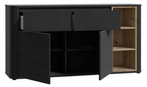 Komoda INAR 160x83x41 cm černá/dub