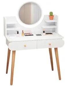 Kosmetická Toaletka S Make-Up Zrcadlem Bílá Velká Skandinávský Styl
