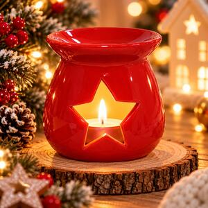 Vánoční aroma lampa červená s hvězdou 8 × 7 cm 9000320