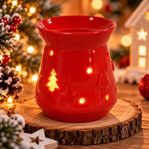 Vánoční aroma lampa červená se stromečkem 11 cm 9001101