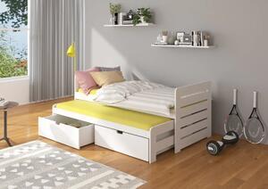 Postel dvojitá TOMI 180x80 bílá (87 x 80) cm – 2 zásuvky na lůžkoviny místo další komody
