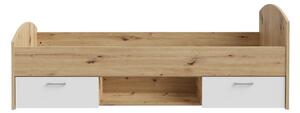 Jednolůžková postel s úložným prostorem URO 90x200 cm dub artisan/bílá
