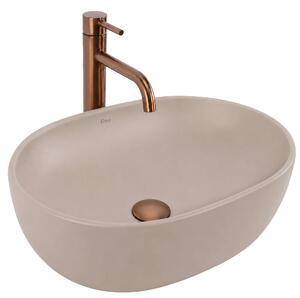 Keramické umyvadlo na desku Rea Focus Taupe 48 imitace kamene/béžová