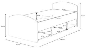 Jednolůžková postel s úložným prostorem URO 90x200 cm dub artisan/bílá