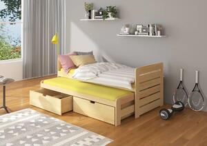 Postel dvojitá TOMI 180x80 přirozená borovice (87 x 80) cm – 2 zásuvky na lůžkoviny místo další komody