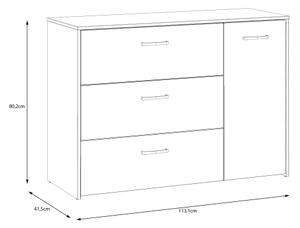 Komoda se zásuvkami URO 113x80x42 cm dub artisan/ bílá