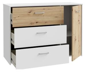 Komoda se zásuvkami URO 113x80x42 cm dub artisan/ bílá