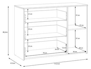 Komoda se zásuvkami URO 113x80x42 cm dub artisan/ bílá