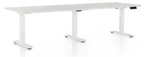 Výškově nastavitelný stůl OfficeTech Long, 240 x 80 cm, bílá podnož, světle šedá