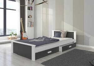 Postel ALDEX 180x80 – uhlová bílá (86 x 72) cm – 2 zásuvky na lůžkoviny místo další komody