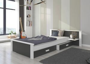 Postel ALDEX SHELF 180x80 – uhlová bílá (139 x 72) cm – 2 zásuvky na lůžkoviny místo další komody
