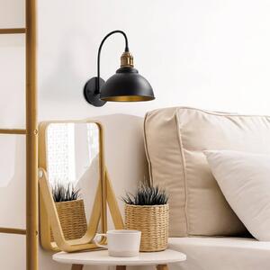 Opviq Nástěnné světlo Saglam, černé/zlaté, výška 36 cm, kov, stmívatelný, Černá, Obývací pokoj / jídelna, kov