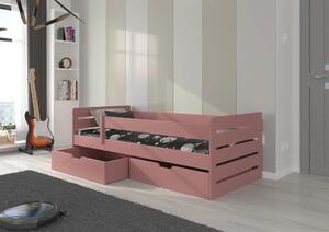Postel BEMMA 180x80 růžová (87 x 63) cm – 2 zásuvky na lůžkoviny místo další komody