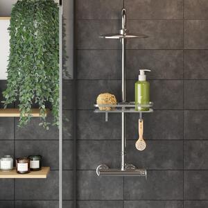 Samodržící ocelová koupelnová polička ve stříbrné barvě Luxy – Metaltex