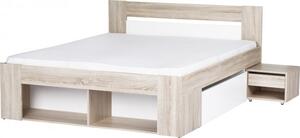 Casarredo - Komfort nábytek Postel MILO 160x200 s nočními stolky a úložným prostorem, bílá/dub sonoma