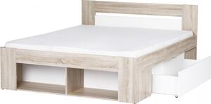 Casarredo - Komfort nábytek Postel MILO 140x200 s nočními stolky a úložným prostorem, bílá/dub sonoma