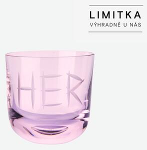 Růžová sklenice HER