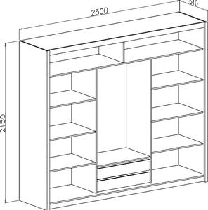 Casarredo - Komfort nábytek Šatní skříň STEFANO/TURYN 250, dub craft/grafit