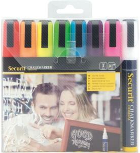 Křídový popisovač Securit, tloušťka: 2-6 mm, různé barvy, 8 ks